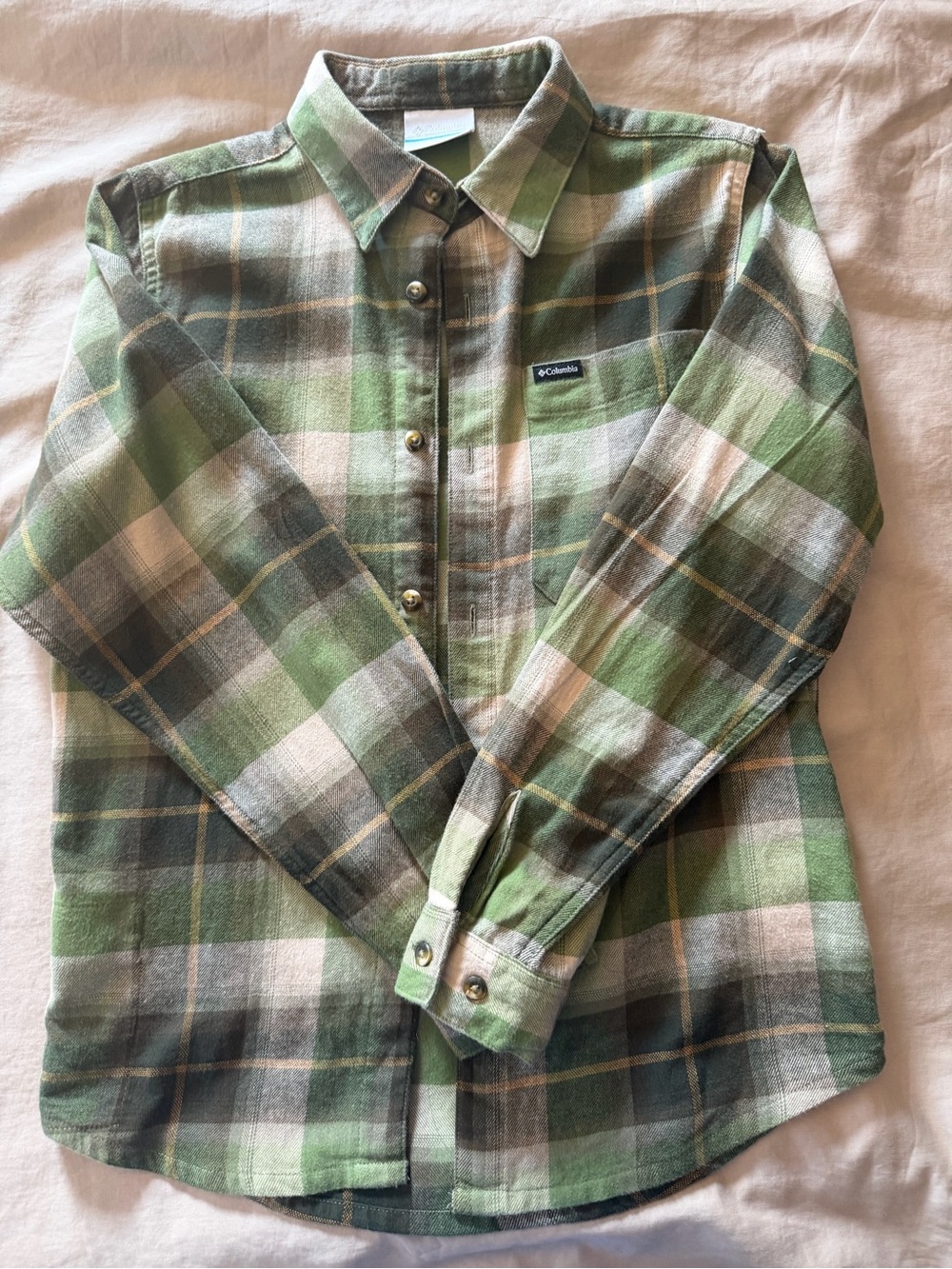 Columbia Boy’s Green Plaid Flannel Shirt